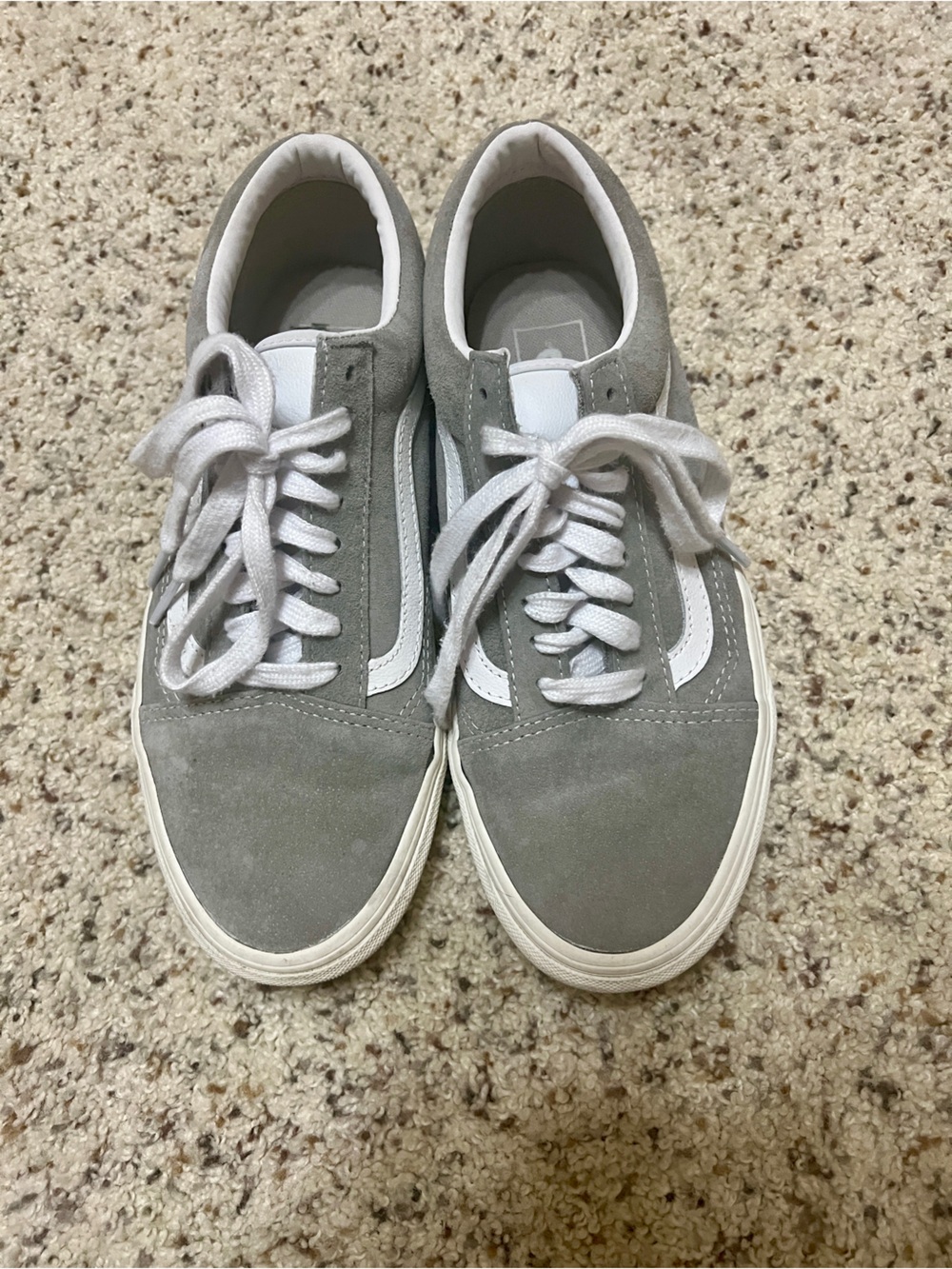 Vans Gray Suede Low-Top Sneakers with White Stripe size 7
